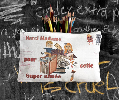 Trousse à crayon personnalisée merci madame pour cette super année