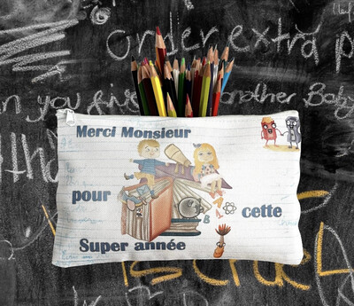 Trousse à crayons personnalisée merci monsieur pour cette super année