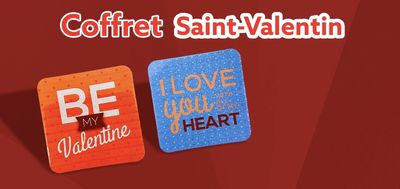 Coffret 2 cadeaux  Saint-Valentin avec dessous de verres.