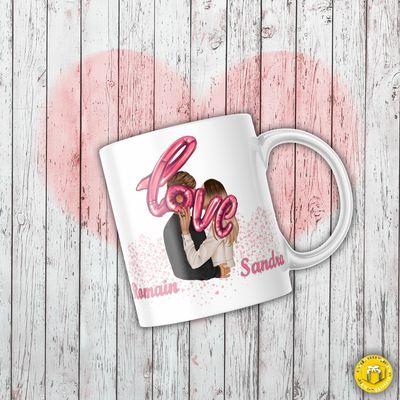 Mug personnalisé love - couple Mug avec couple à personnaliser à votre image. Choix des cheveux, de la couleur.