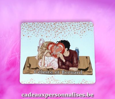 Tapis de souris couple d'amoureux blanc à personnaliser à votre image.