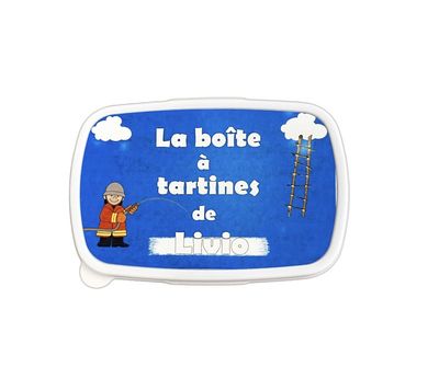 Boîte à tartines pompier personnalisée avec le prénom Boîte à tartines personnalisée avec un pompier idéale pour l'école. Personnalisable avec un prénom