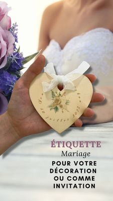 Etiquette futurs mariés cœur personnalisable