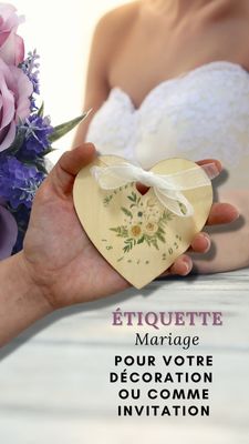 Etiquette futurs mariés cœur personnalisable