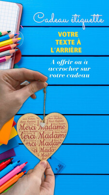 Etiquette en bois merci madame