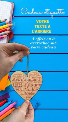 Etiquette en bois merci madame