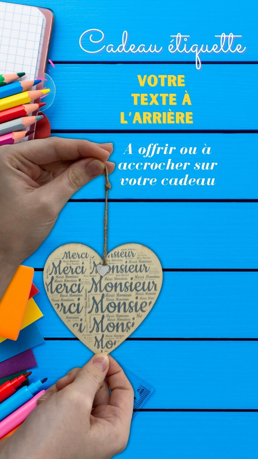 Etiquette cœur merci monsieur