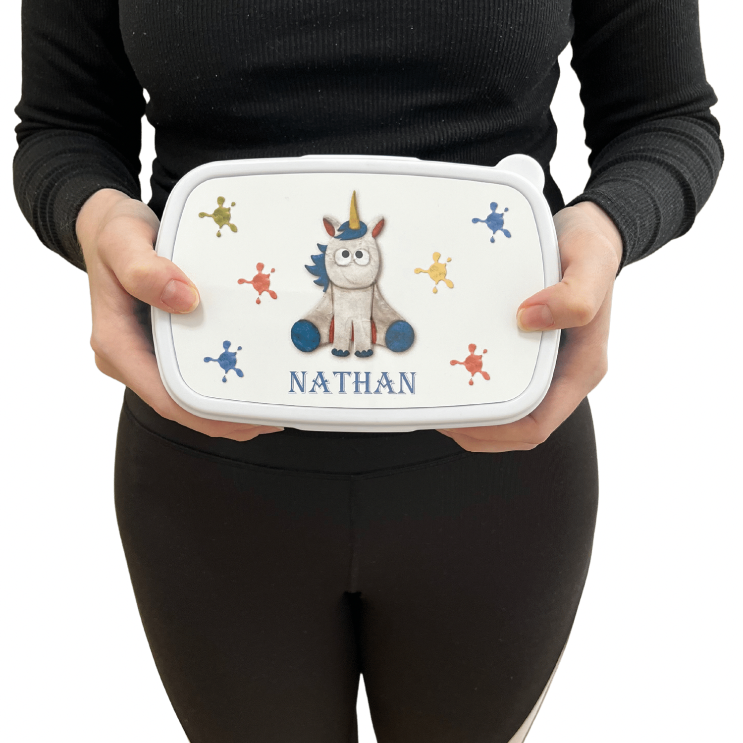 Boîte à tartine licorne pour l'école ou les sorties scolaires. A personnaliser avec un prénom.