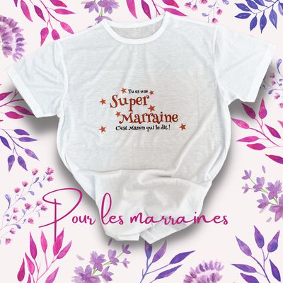 T-shirt super marraine personnalisable avec prénom T-shirt super marraine personnalisable avec prénom