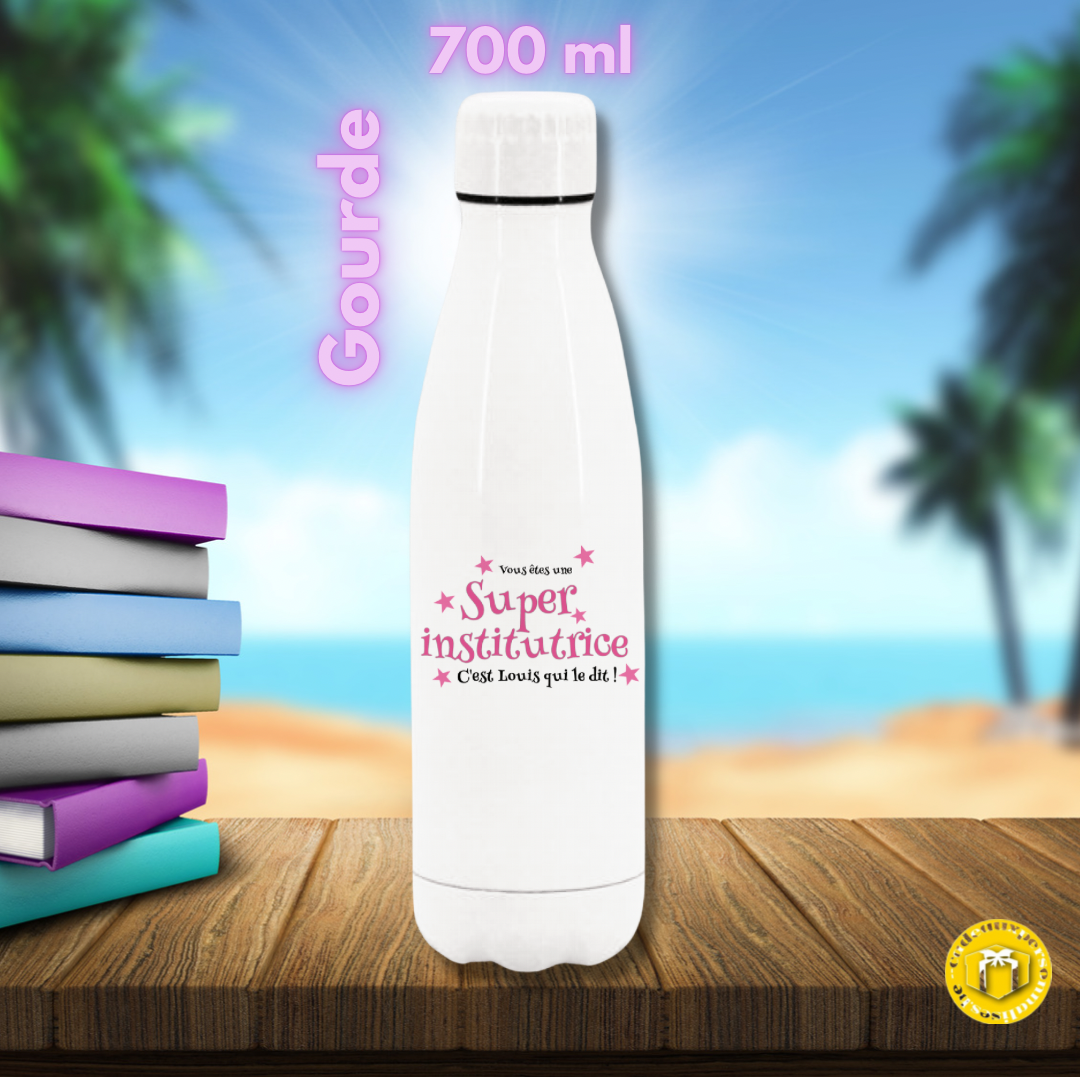 Gourde super institutrice, Choisissez le thème de votre gourde: Rose avec étoile