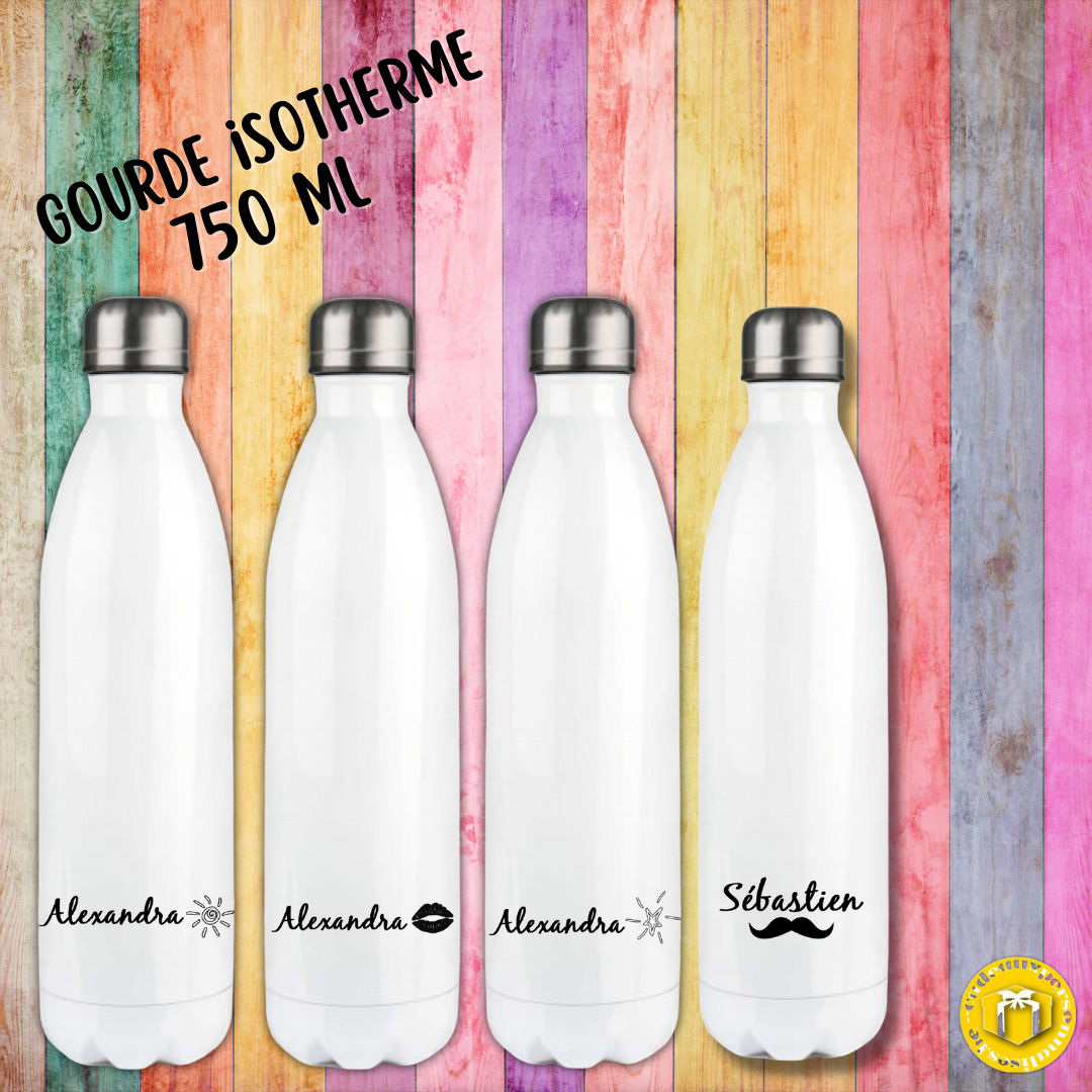 Bouteille isotherme personnalisée avec un prénom