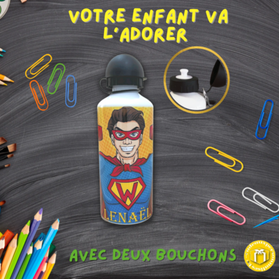 Gourde personnalisée héros comics avec le prénom