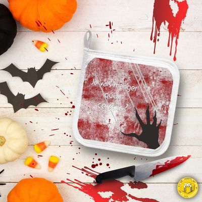 Manique pour la cuisine. Epaisse et de très bonne qualité pour Halloween.