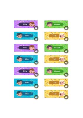Étiquettes avec prénom pour l'école Etiquettes personnalisées pour l'école. A coller sur les cahiers, livres, journal de classe, agenda, ...