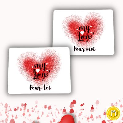 Set de table My Love pour toi et pour moi personnalisable avec votre texte.