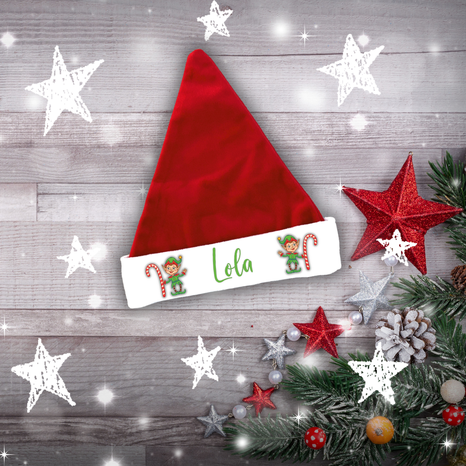 Bonnet de Noël lutin avec prénom