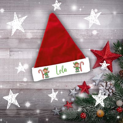 Bonnet de Noël lutin avec prénom Bonnet de Noël lutin avec prénom