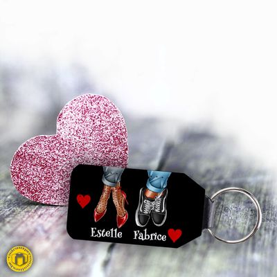 Porte-clés cuir couple baskets Porte-clés cuir simili pour couple à personnaliser