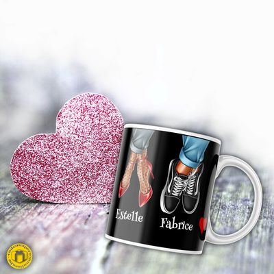 Mug personnalisé couple baskets Mug couple baskets avec prénom. Choisissez les chaussures qui vous ressemblent.