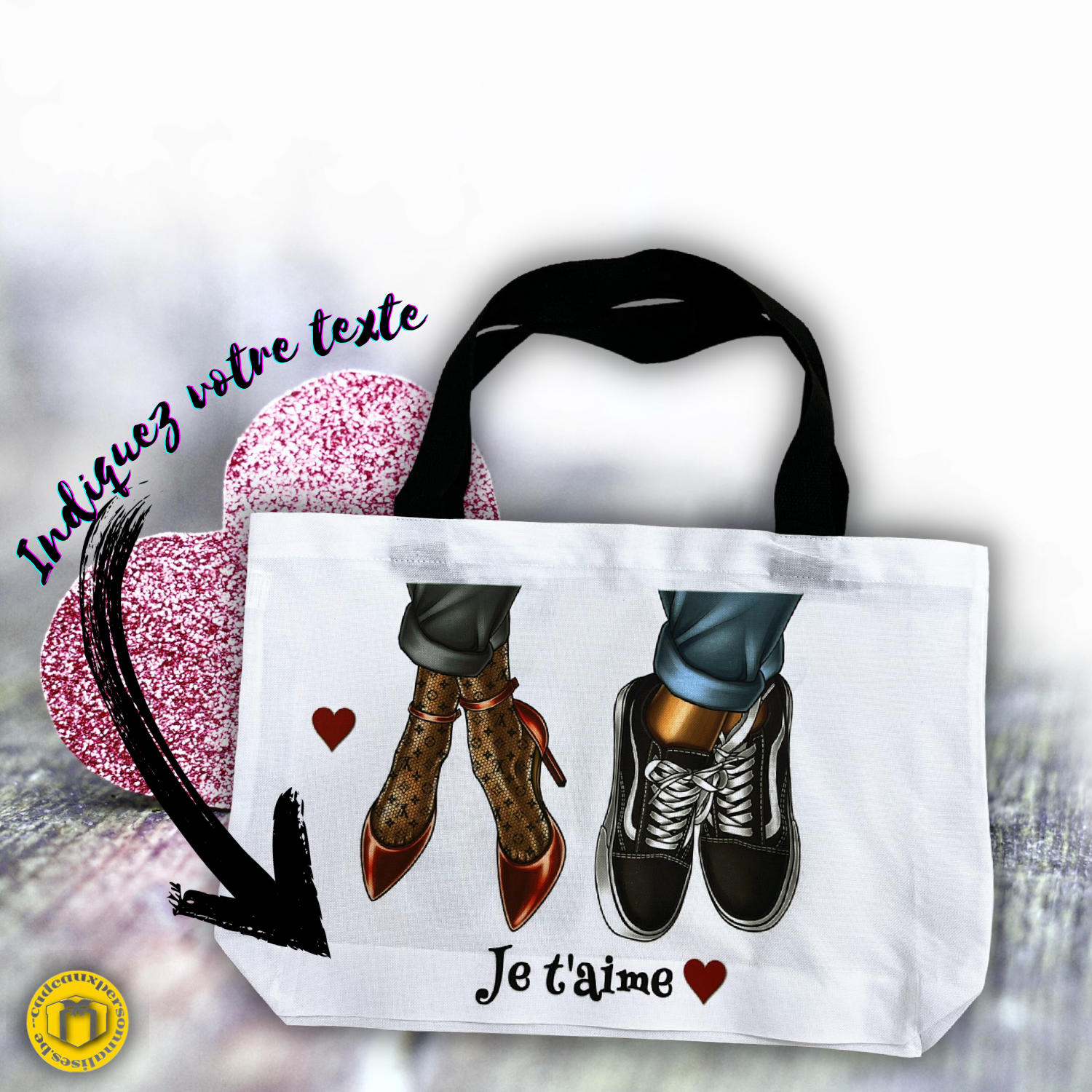 Sac shopping couple baskets personnalisable