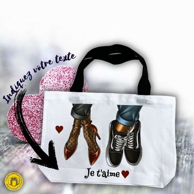 Sac shopping couple baskets personnalisable