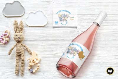 Étiquette bouteille annonce naissance à gratter