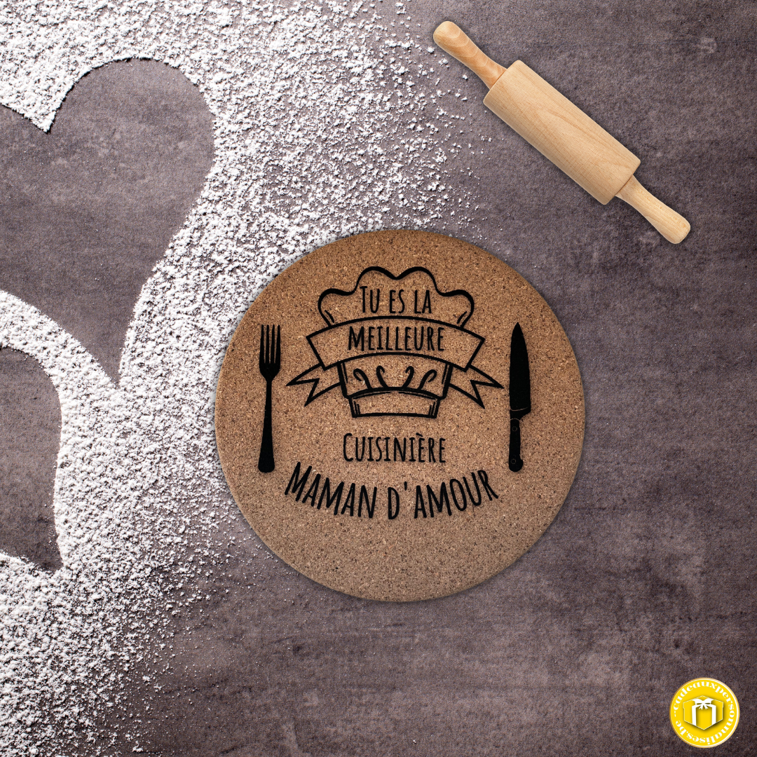 Dessous de plat en liège personnalisé maman d'amour