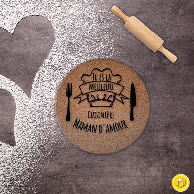 Dessous de plat en liège personnalisé maman d'amour
