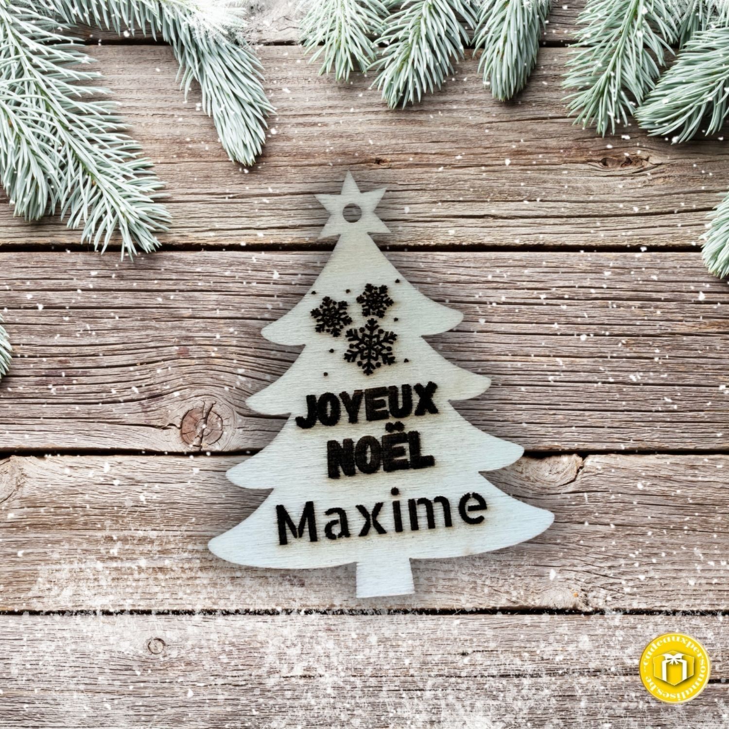 Décoration de Noël en bois personnalisée sapin