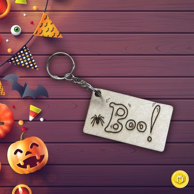 Porte-clés en bois Boo ! Halloween 
