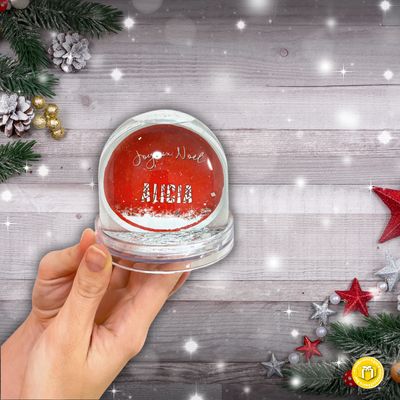 Boule à neige joyeux Noël avec prénom Boule à neige Noël