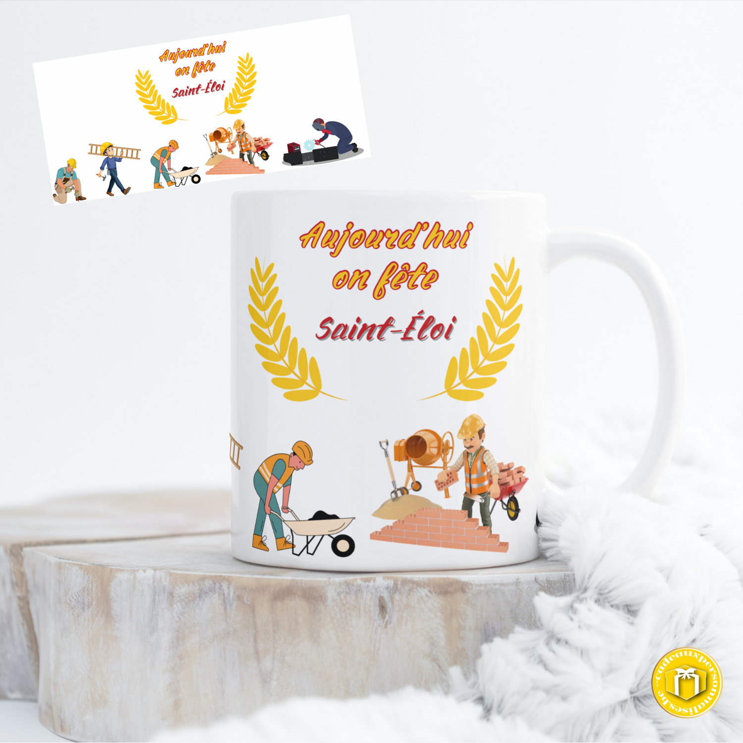 Mug Saint-Éloi personnalisé – avec texte et photo
