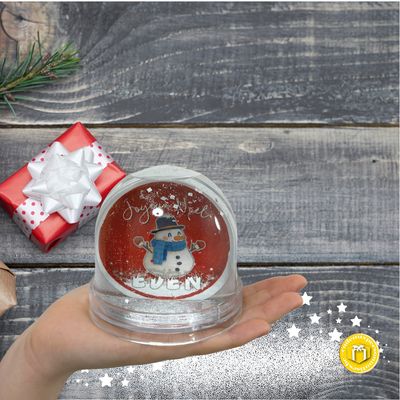 Boule à neige bonhomme de neige à personnaliser Boule à neige bonhomme de neige rouge