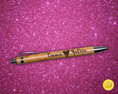 Stylo bambou Saint-Valentin Stylo bambou avec prénom.