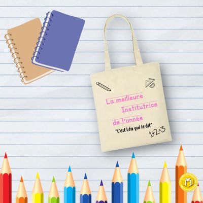 Tote bag personnalisé meilleure institutrice