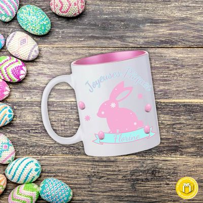 Mug joyeuses Pâques rose.