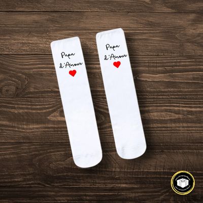 Chaussette personnalisée papa d'amour Chaussettes en tissu hautes pour les papas.