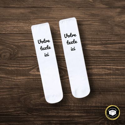 Chaussette à personnaliser Chaussette en tissu à personnaliser avec votre texte.