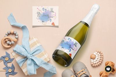 Étiquette bouteille pour annoncer une naissance