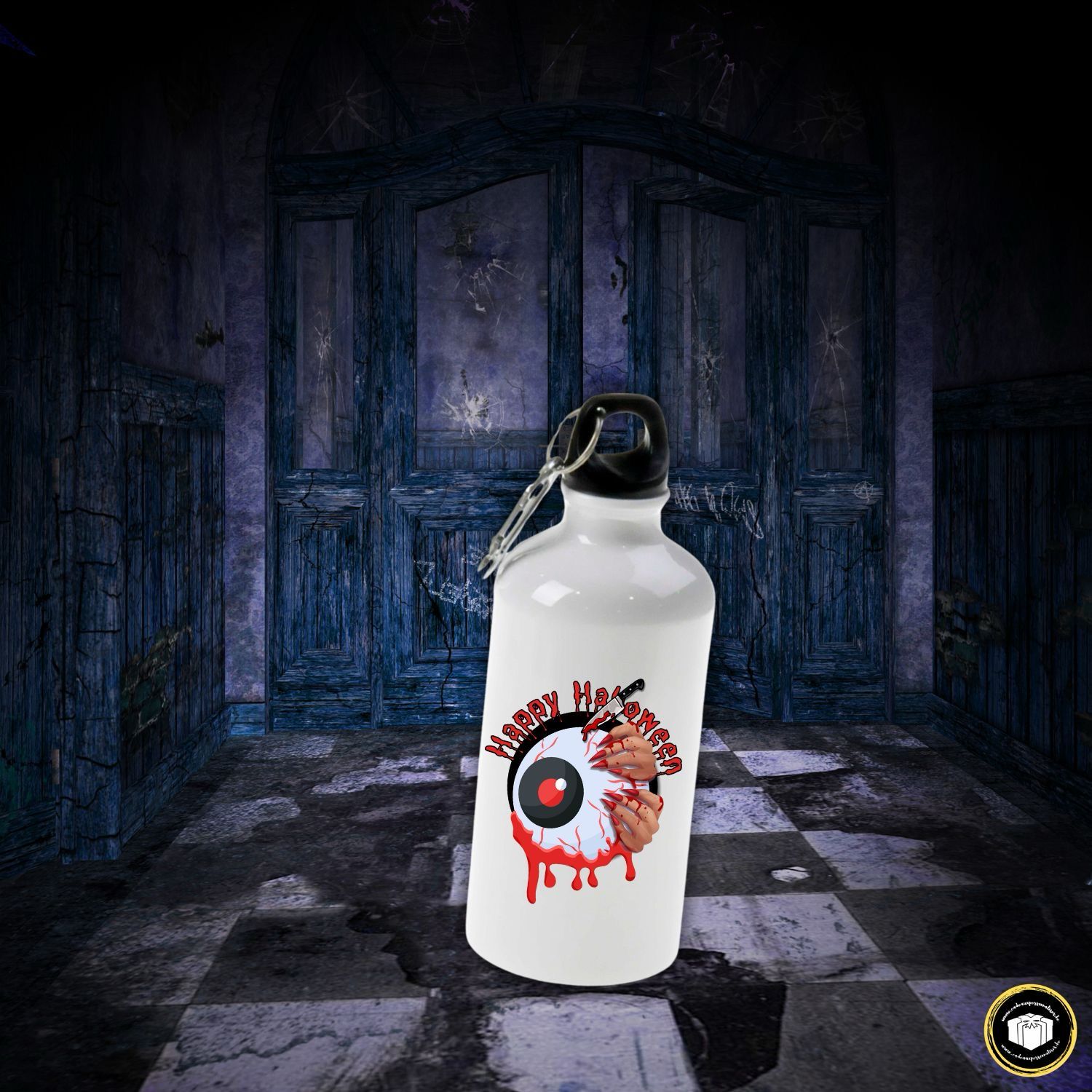 Gourde Halloween de 600 ml, légère en aluminium pour boisson froide.