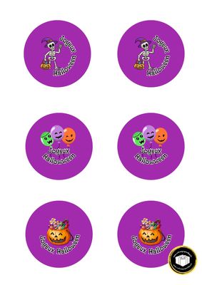 Etiquette joyeux halloween mauve. Autocollante et personnalisables.