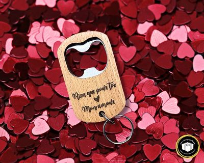 Porte-clés décapsuleur bois rien que pour toi Décapsuleur en bois personnalisé pour toi mon amour