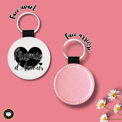 Porte-clés rose pailleté mamie d'amour