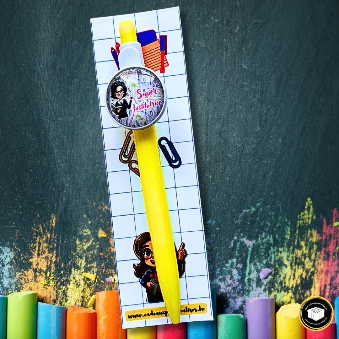 Stylo cabochon super institutrice