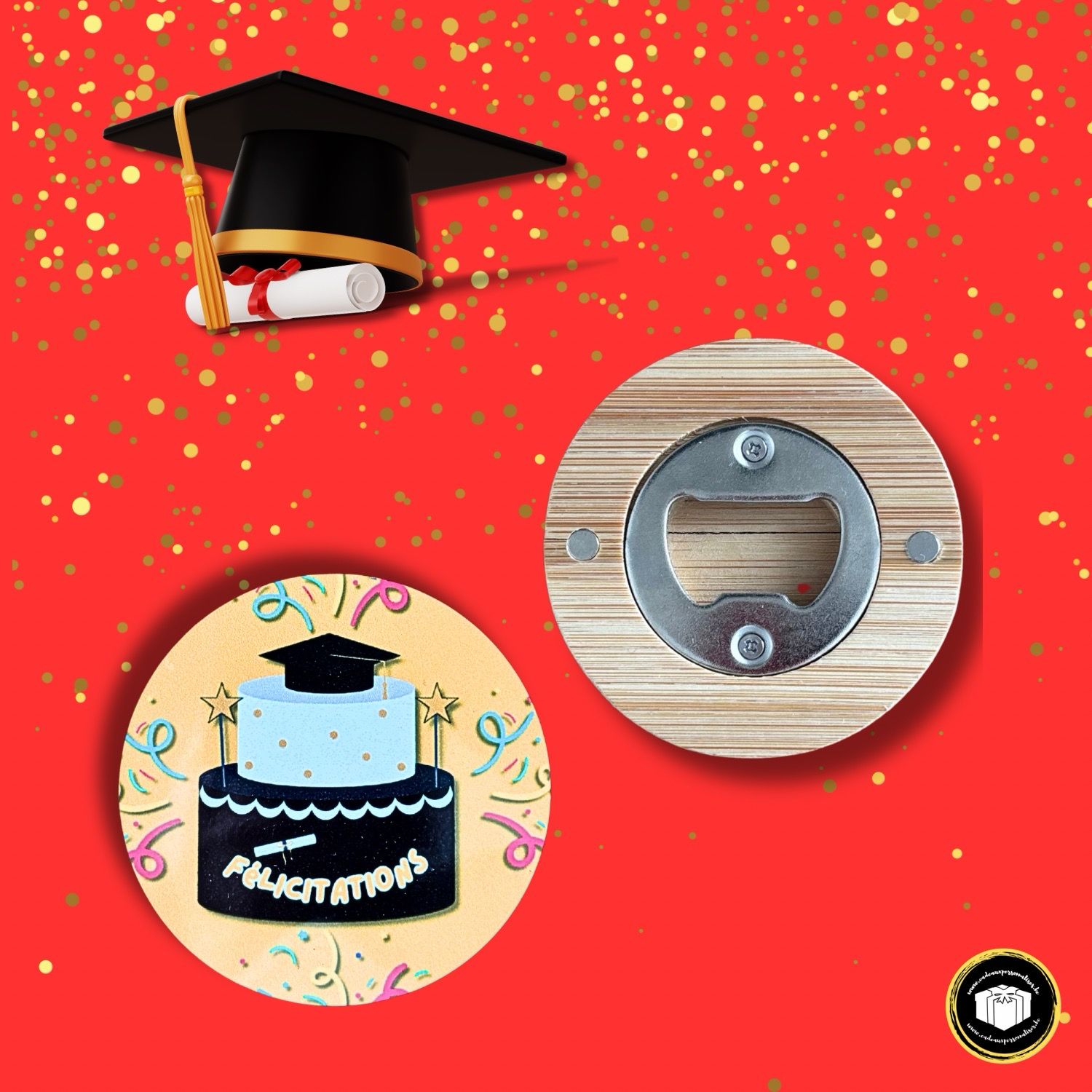 Décapsuleur en bois félicitations pour diplôme