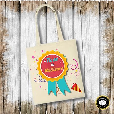 Tote bag tu es la meilleure beige à personnaliser
