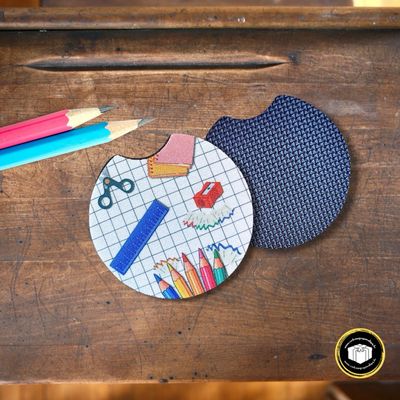 Dessous de verres pour voiture thème école