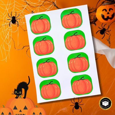 Grande étiquette autocollante citrouille  Halloween.
