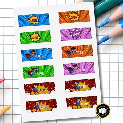 Etiquette super héros garçon