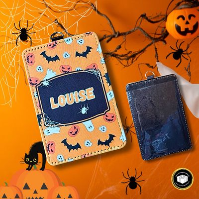 Pratique et indispensable ce porte-badge pour Halloween orange pour carte d'identité, carte de banque, ...